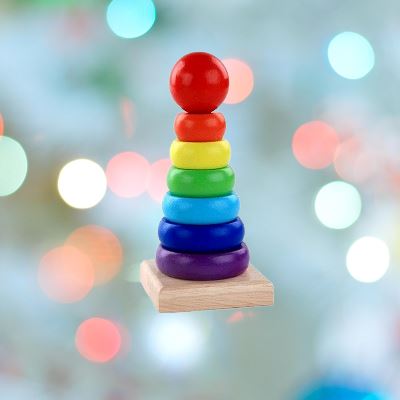 Jouet en Bois - WoodenToys™ - Tour arc - en - ciel - L'éveil bébé