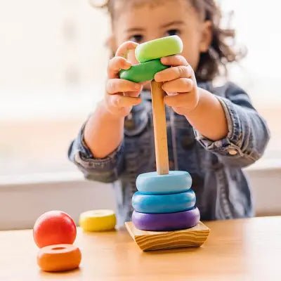 Jouet en Bois - WoodenToys™ - Tour arc - en - ciel - L'éveil bébé