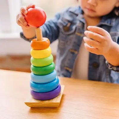 Jouet en Bois - WoodenToys™ - Tour arc - en - ciel - L'éveil bébé